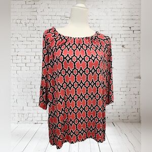 Dana Buchman Pink and Black Geometric Blouse